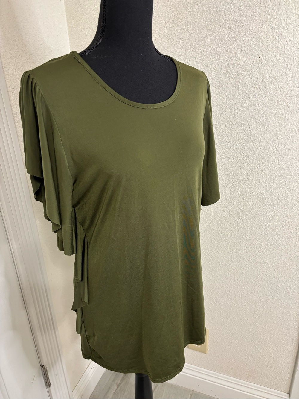 Dynamite Olive Green Ruffle Sleeve Tee